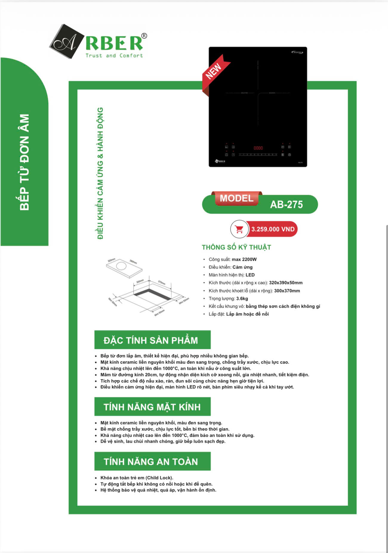 Bếp từ đơn âm Arber AB-275