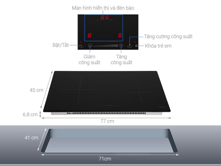 Hình ảnh thực tế bảng điều khiển bếp từ Hafele HC-I772D