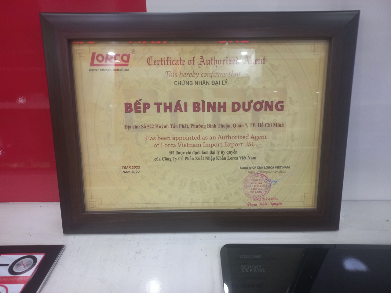 Bếp từ Lorca TA-986 C có tốt không giấy chứng nhận của hãng Lorca