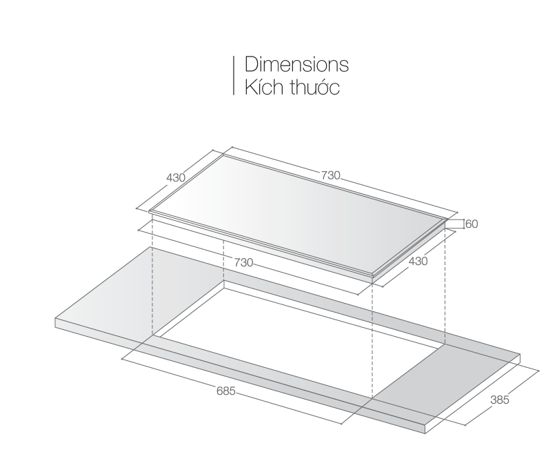 ảnh thực tế kích thước bếp từ lorca lci-806d