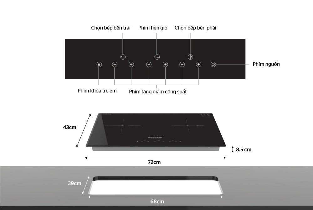 Bếp từ đôi Sunhouse SHB-DI01