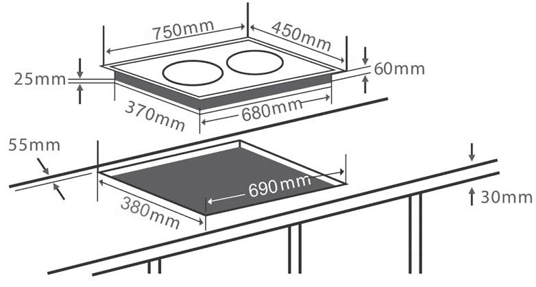 BẾP TỪ ĐÔI CHEFS EH-DIH890