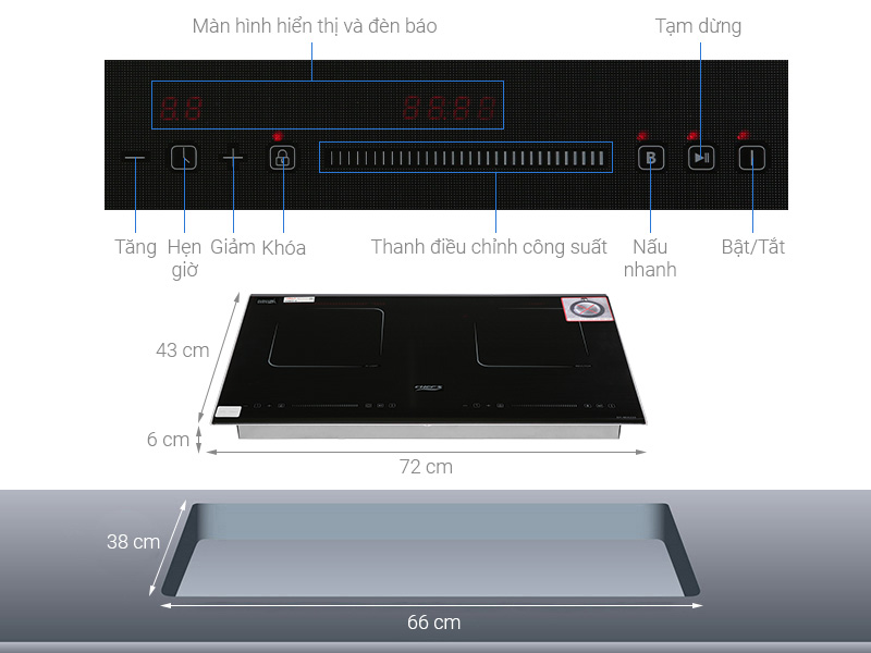 ảnh thực tế kích thước lắp đặt bếp điện từ chefs