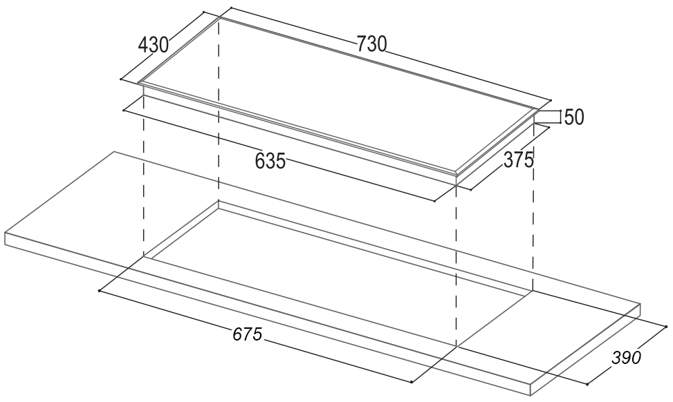 ảnh thực tế bản vẽ kích thước lắp đặt bếp từ bauer