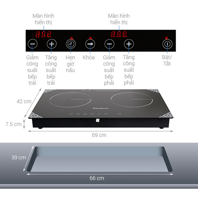 Bếp từ đôi Kangaroo KG498i