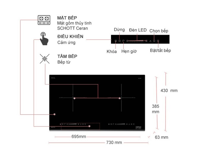 Bếp từ đôi lắp âm Hafele HC-I7325B (533.09.979)