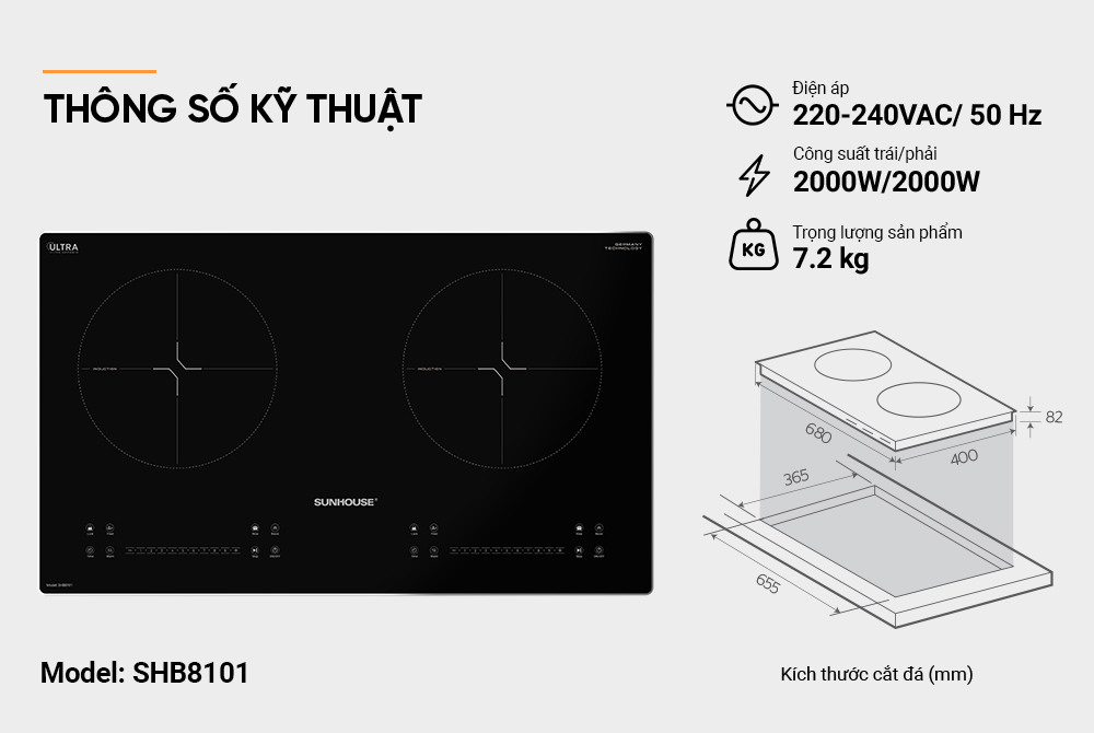 Bếp từ Sunhouse SHB8101