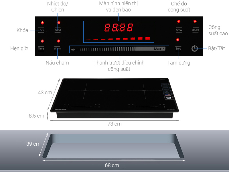 Bếp từ đôi Sunhouse SHB82062-MMD