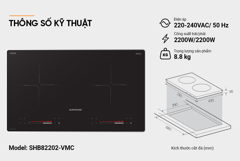 BẾP TỪ SUNHOUSE SHB82202-VMC