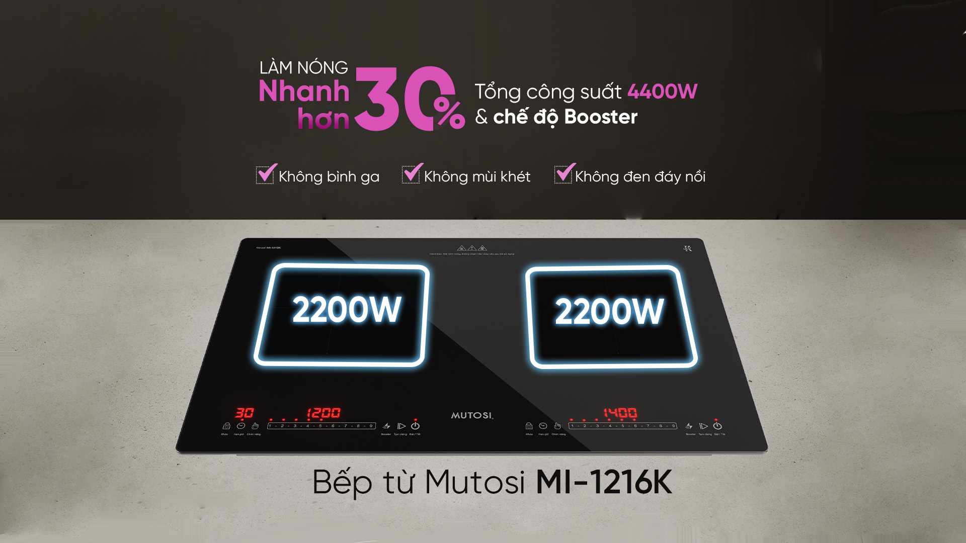 Bếp từ đôi Mutosi MI-1216K