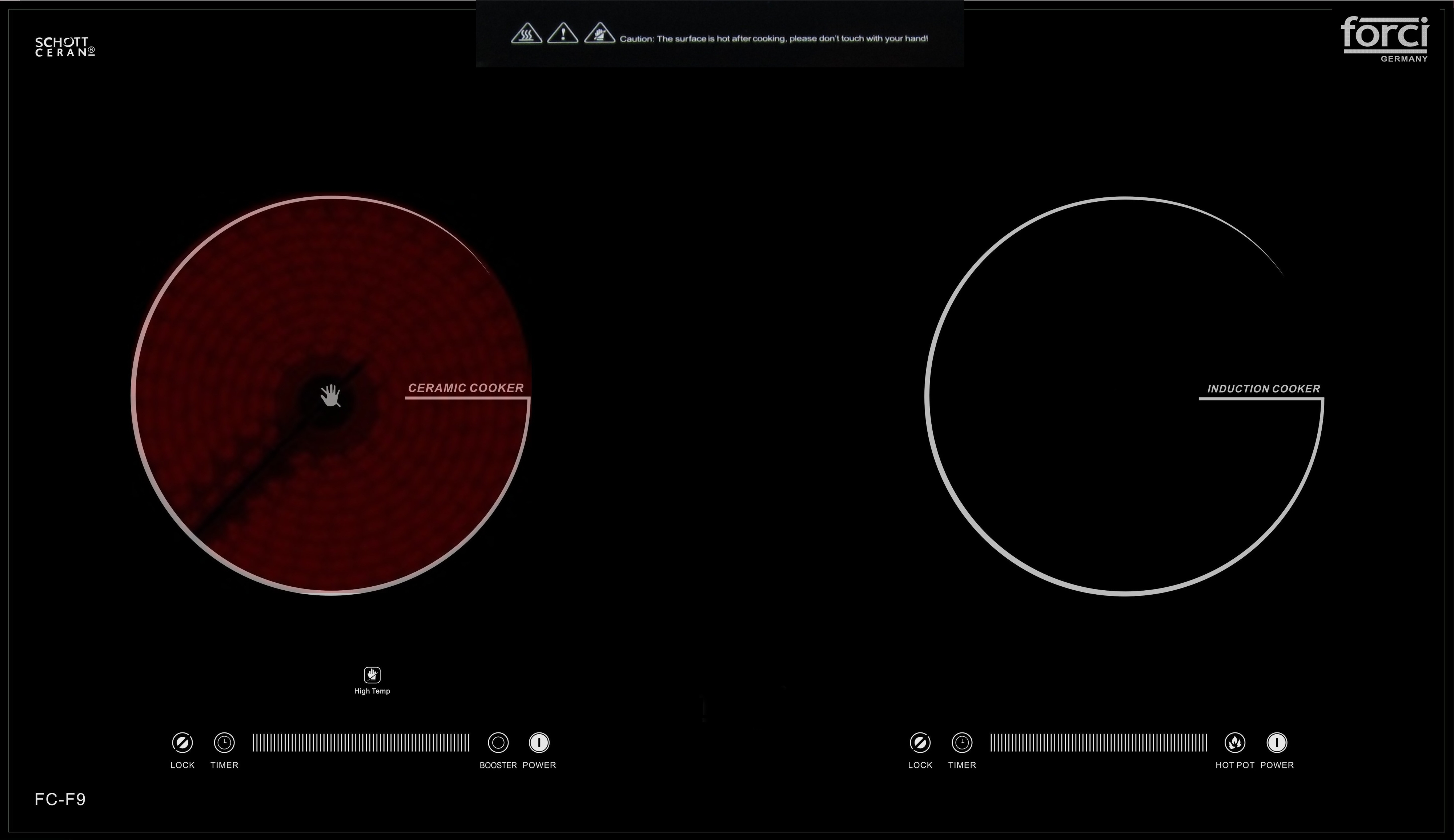 Bếp từ hồng ngoại âm 2 vùng nấu ForCi FC-F9
