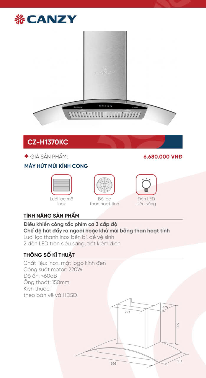 Máy hút mùi Canzy CZ- H1370KC